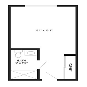 Assisted living handicap studio floor plan