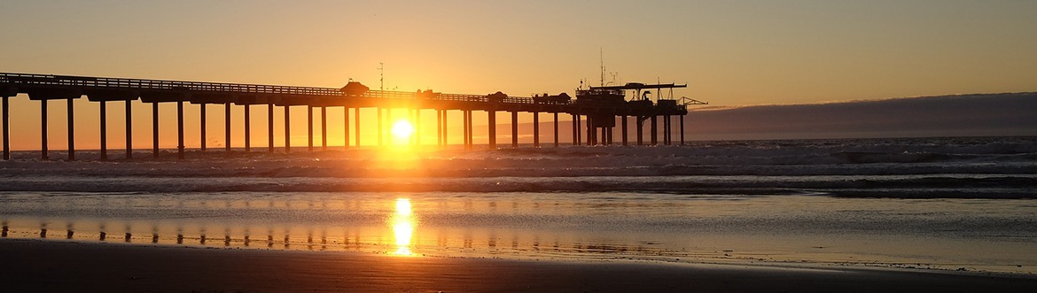 Sunset at a pier in San Diego